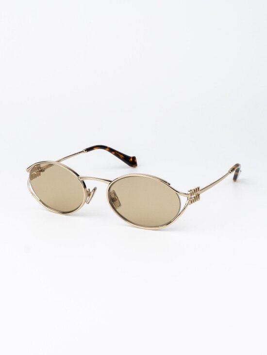 Miu Miu Women Sunglasses LOGO Pale Gold Yellow Oval MU52YS ZVN10R NEW AUTHENTIC main image 9